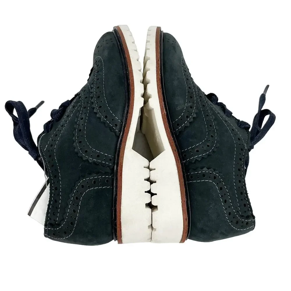 Kenneth Cole Wing Tip Oxfords Navy 9 Brogue Nubuck New5